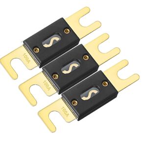 smseace 3Pack 100Amp ANL Fuse Compatible with 12V & 24V Systems for Audio Marine Vehicle Video System 100A Gold-Plated ANL Fuses