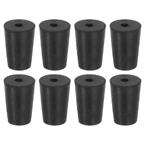 uxcell 8 Pcs 1-Hole Rubber Stopper, Tapered Lab Seal Tube Stopper Plug for Test Tube Flasks Glass Containers Industry and Laboratories, 17x13x25mm Black