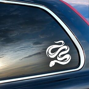 Coiling Snake Vinyl Sticker - White - Car Bumper Window Sticker 4" x 4"