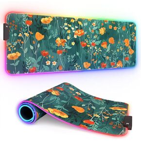 ITNRSIIET RGB Gaming Mouse Pad, Full Desk XL Extended Large Gaming Mousepad, 12 Lighting Modes 30% Thicker Big LED Desk Mat for Gamers, 32 x 12 inches, Japanese Waves in Saudi Arabia