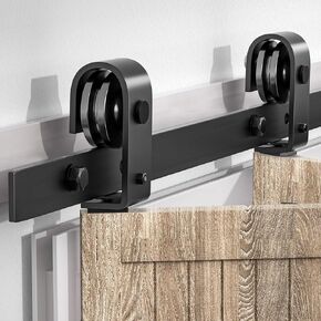 3.3FT/40 Inch Bifold Sliding Barn Door Hardware Kit -Black Bifold Barn Door Hardware Track, Top Mount Rollers, for 2 Doors, Provides Comfortable, Quiet Quiet Living 【Door Panel Not Included】