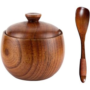Zerodeko Seasoning Container 1 Set Wood Carving Jar Wooden Salt Box Wood Carving Set Seasoning Salt Jar with Condiment Container Seasoning Jar Kit Salt Jars Containers Brown