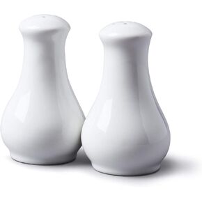WM Bartleet & Sons 1750 Traditional Porcelain Salt & Pepper Pot Shaker Cruet Set 13cm – White