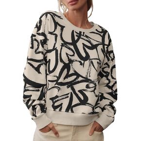 Heart Sweatshirts for Women Casual Long Sleeve Cotton Love Heart Printed Graphic Valentines Day Pullover Tops