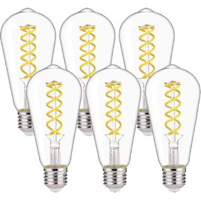 BORT Dimmable Vintage LED Edison Bulbs, 6W, Equivalent 60W, 600lm, Daylight 5000K,ST58 Antique LED Filament Bulbs, E26 Medium Base, Clear Glass, Pack of 6