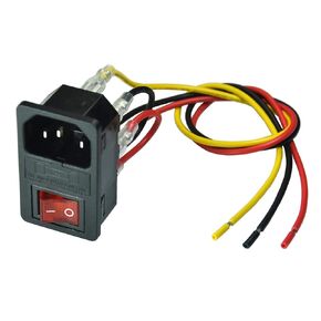FILSHU 10A 125V Rocker Switch Power Socket Inlet Module Plug 10A Fuse with 5Pcs 16AWG Wiring 3 Pin IEC320 C14（2 Pack