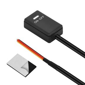 Jtron DIY Button Switch Paste Type ON/Off for Fog Light, 12V/1A, White LED, Double Adhesive Tape, 30cm Wires