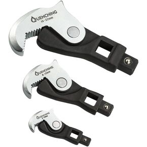 3-Pcs Spring Loaded Auto-Adjusting Crowfoot Wrench Set, 5 to 32mm (1/2", 3/8", 1/4") - Adjustable Wrench for Automotive Repair Work with Power Grip, Male & Female Square Drives