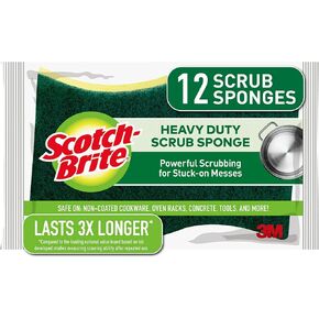 Scotch-Brite Heavy Duty Scrub Sponges, 12 Scrub Sponges, Stands Up to Stuck-on Grime