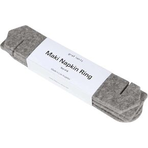 Graf Lantz Maki Napkin Rings - Set of 6-100% Merino Wool - Water-Wicking, Stain-Resistant, Absorbent (Granite)