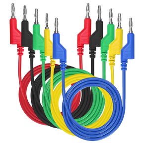 5PCS Stackable Banana to Banana Plug Test Leads 3.3ft/1m 1000V 15A Copper Flexible Stackable Cable Line Wire