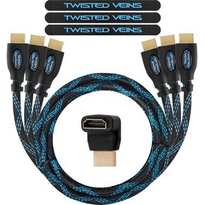 HDMI Cable 6 ft, 3-Pack, Premium HDMI Cord Type High Speed with Ethernet, Supports HDMI 2.0b 4K 60hz HDR on Most Devices and May Only Support 4K 30hz on Some Devices