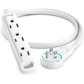 Maximm 1 Ft Black 360° Rotating Flat Plug Extension Cord with 3 Outlets on One Side, Space-Saving Design for Compact Areas, Home & Office Use UL-Listed