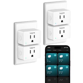 Lepro P1 Smart Plug Mini 15A, Smart Home WiFi Outlet Works with Alexa & Google Assistant, Voice/APP Control, Safety Lock, Timer & Group Controller, 2.4G WiFi Only, ETL & FCC Certified, 4-Pack