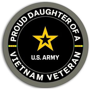 Round Proud Daughter of a Vietnam Veteran Sticker (Family Decal, Military Vinyl for Cars, Laptop (3 inch) U.S. Army Licensed