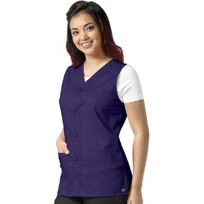 WonderWork Unisex Button Front Solid Scrub Vest XXX-Large Grape