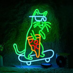 Fish Neon Sign LED Skeleton Fish Neon Light for Wall Decor Dimmable Green Fish Bones Light Up Sign for Living Room Game Room Restaurant Man Cave Art Wall Decoration (16.7 ''*12.8 '')