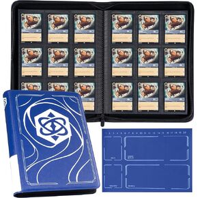 Binder for Lorcana Cards, Premium 9 Pocket Trading Card Album with 500 Pockets & Playmat Compatible with Lorcana Cards, Tokens and Rules sheet - Classic Blue