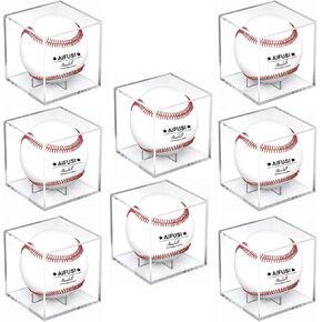 Baseball Display Case, UV Protected Acrylic Cube Baseball Holder Square Clear Box Memorabilia Display Storage Sports Official Baseball Autograph Display Case - Fits Official Size Ball(8 Pack