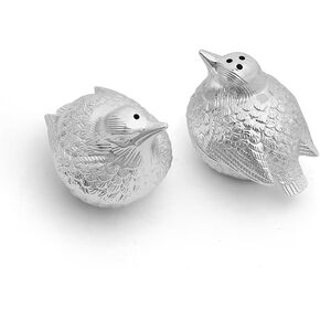 YAER Birds Salt and Pepper Seasoning Jar Set, 1.85-inch height salt and pepper seasoning jar, suitable for kitchen small tools, cooking tables, RVs, camping, barbecue design (silver)