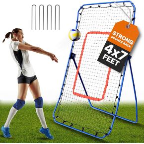 Adjustable 7x4 ft Volleyball Rebounder Net – Versatile Training Equipment with Customizable Angles for Practicing Volleying, Bumping & Spiking, Durable, Portable & Includes Travel Bag, Enhance Skills.