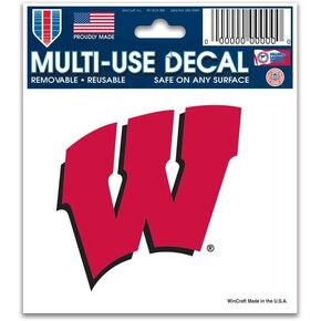 NCAA University of Wisconsin 75470091 Multi-Use Decal, 3" x 4"