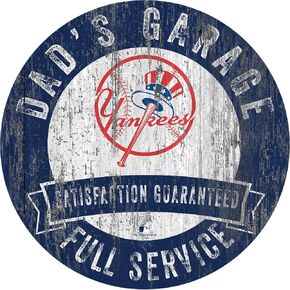 Fan Creations Yankees 12" Round Dad's Garage Wood Sign