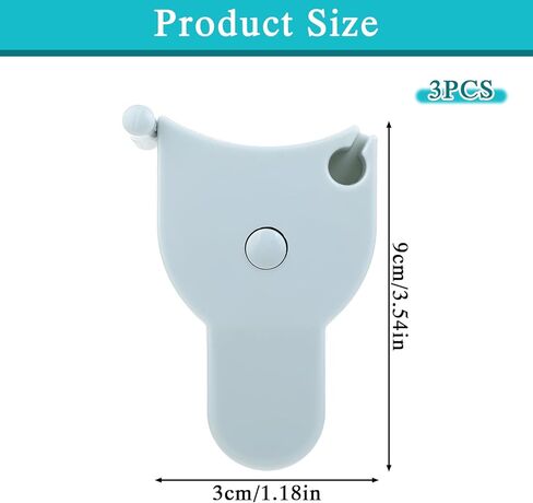 Thinp 3 PCS شريط الجسم قياس 60 بوصة/150 سم قابلة للسحب جسم قياس الشريط الخصر قياس شريط التلسكوبي الأوتوماتي in Kuwait