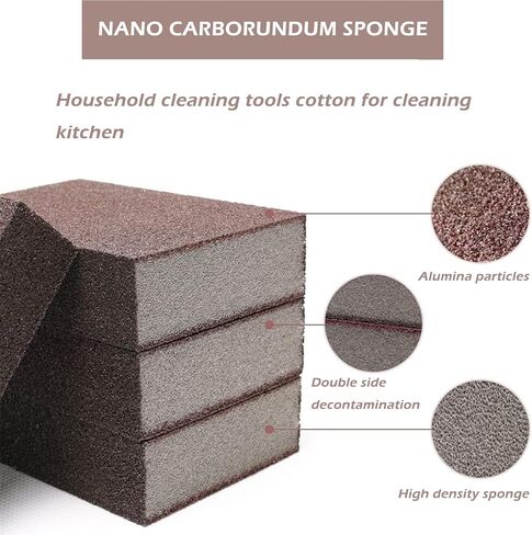 Nano Carborundum Sponge ، Emery Sponge Brush Eraser Scrub ، Carborundum Cleaning Sponge Brush ، Nano Emery Sponges ، Coaning Tools Cotton لتنظيف المطبخ (4 أجزاء) in Saudi Arabia