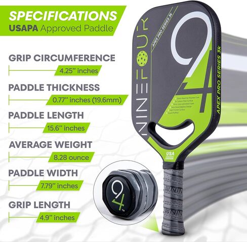 Apex Pro Series 3K Carbon Fiber Pickleball Paddle ، USAPA المعتمدة ، قلب البولي بروبيلين العسل ، سطح الدوران العالي ، التحكم النهائي ، الحلق المفتوح الحراري ، فئة هادئة معتمدة in Saudi Arabia