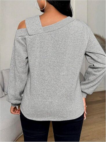 Women's Oversized Cold Shoulder Sweatshirts Long Sleeve Basic Pullovers Casual Tops in Saudi Arabia
