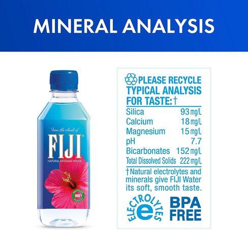 FIJI Natural Artesian Bottled Water 330mL / 11.15 Fl Ounce (Pack of 24) - 100% Natural Electrolytes - NEW in Saudi Arabia