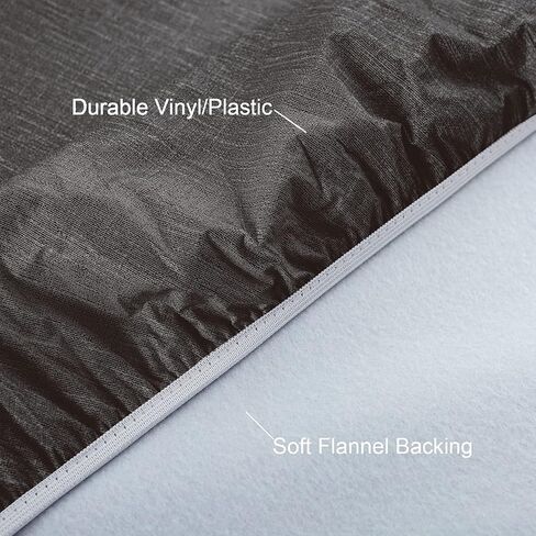 NLMUVW Vinyl Round Tablecloth Fitted with Elastic Edge Flannel Back 100% Waterproof PVC Table Cloth Wipe Clean Table Cover for Camping Outdoor, Light Grey, 40"- 44" in Saudi Arabia