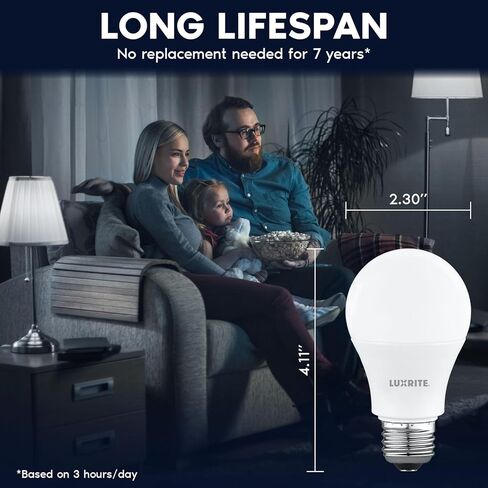 Luxrite A19 مصباح LED LED 60 واط مكافئ ، 5000K أبيض ساطع ، 800 لتر ، غير قابل للاحتفال ، مصابيح LED قياسية ، 8W ، قاعدة E26 ، مصنفة المغلقة ، مصنفة رطبة ، مدرجة ETL (16 حزمة) in Kuwait