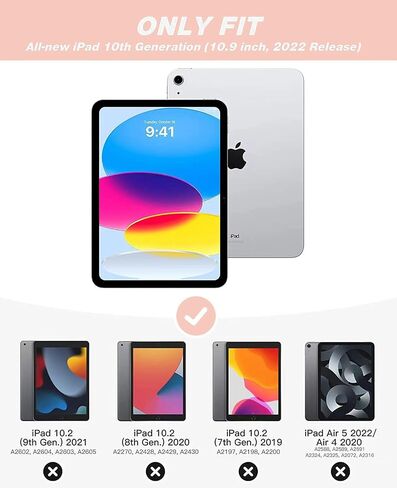 ZryXal New iPad 10th Generation Case 10.9 Inch 2022 with Pencil Holder, Smart iPad Case with Soft TPU Back [Support Auto Wake/Sleep] (Azure Blue) in Saudi Arabia