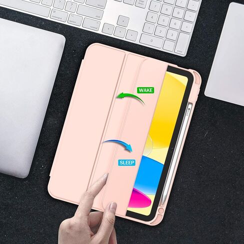 ZryXal New iPad 10th Generation Case 10.9 Inch 2022 with Pencil Holder, Smart iPad Case with Soft TPU Back [Support Auto Wake/Sleep] (Azure Blue) in Saudi Arabia