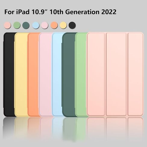 ZryXal New iPad 10th Generation Case 10.9 Inch 2022 with Pencil Holder, Smart iPad Case with Soft TPU Back [Support Auto Wake/Sleep] (Azure Blue) in Saudi Arabia