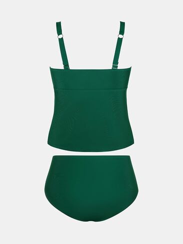 CUPSHE Women’s Plus Size Tankini Sets Surplice V Neck Shirred Two Piece Swimsuits Adjustable Straps Mid Rise in Saudi Arabia