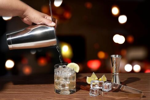Hawke & Hanley Premium Boston Cocktail Shaker Set Bartender Kit - 12 Piece Mixology Bar Set with Weighted Boston Shaker, Bar Tools and a Black Bamboo Stand | Housewarming Gift Ideas in Saudi Arabia