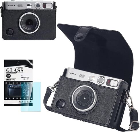 CAIYOULE Camera Case for Fujifilm Instax Mini EVO Instant Film Camera | Protective Camera Case, Crystal Camera Shell for Fujifilm Instax Mini Evo, with Screen Protector, Adjustable Shoulder Strap in Saudi Arabia
