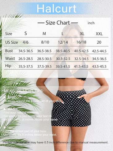 Halcurt Women's High Waisted Swim Board Short with Pocket Built in Brief Quick Dry Swimsuit Bottoms in Kuwait