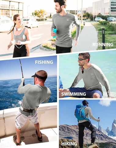 قمصان Uumiaer Mens طويلة الأكمام UPF 50+ قمصان حماية من أشعة الغرب in Kuwait