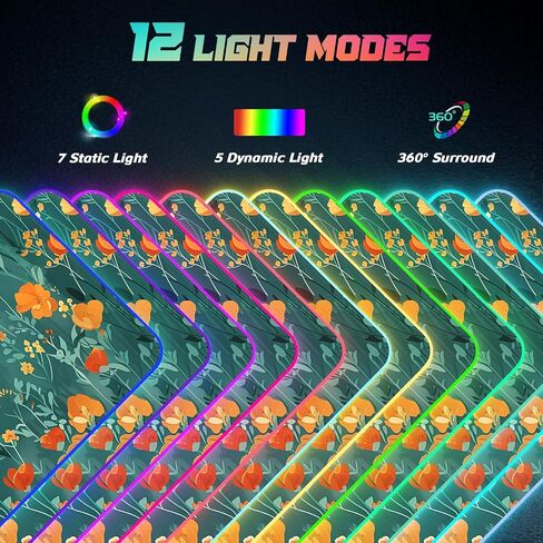 لوحة ماوس ألعاب ITNRSIIET RGB، لوحة ماوس ألعاب كبيرة ممتدة للمكتب الكامل مقاس XL، 12 وضعًا للضوء، سميكة للغاية، حصيرة مكتب LED كبيرة للوحة المفاتيح والكمبيوتر الرجالي Gamer Esport Pros، 32 بوصة × 12 بوصة، جبل ساكورا الياباني in Kuwait