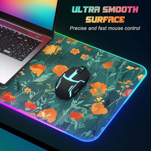 لوحة ماوس ألعاب ITNRSIIET RGB، لوحة ماوس ألعاب كبيرة ممتدة للمكتب الكامل مقاس XL، 12 وضعًا للضوء، سميكة للغاية، حصيرة مكتب LED كبيرة للوحة المفاتيح والكمبيوتر الرجالي Gamer Esport Pros، 32 بوصة × 12 بوصة، جبل ساكورا الياباني in Kuwait
