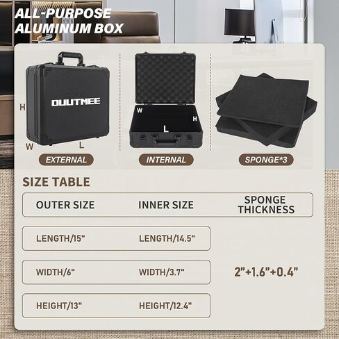 22 Inch Carrying Case, Ideal for Storing Wireless Microphone Systems and Transporting Camera Equipment, Case with Customizable Pre-Diced Foam Interior, Aluminum Alloy Sturdy Build in Kuwait