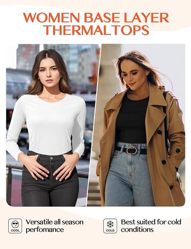 ملابس داخلية نسائية حرارية بأكمام طويلة وخفيفة الوزن وضغط أساسي، ملابس نسائية، ملابس شتوية مريحة للغاية، بيضاء in Kuwait
