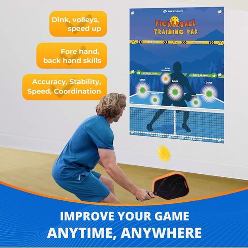 PIKKOFUN Dink Master Pickleball Practice Board, Reusable Pickleball Wall Trainer, Pickleball Practice Rebounder Pad, Pickleball Training Aid for Indoor and Outdoor in Saudi Arabia