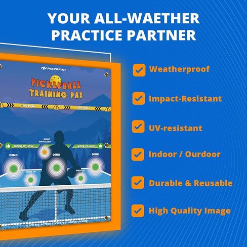 PIKKOFUN Dink Master Pickleball Practice Board, Reusable Pickleball Wall Trainer, Pickleball Practice Rebounder Pad, Pickleball Training Aid for Indoor and Outdoor in Saudi Arabia