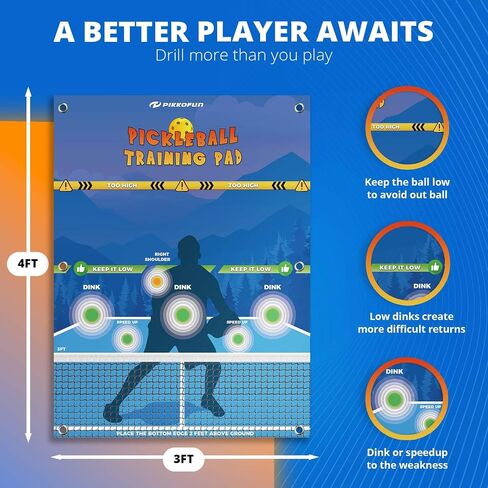 PIKKOFUN Dink Master Pickleball Practice Board, Reusable Pickleball Wall Trainer, Pickleball Practice Rebounder Pad, Pickleball Training Aid for Indoor and Outdoor in Saudi Arabia