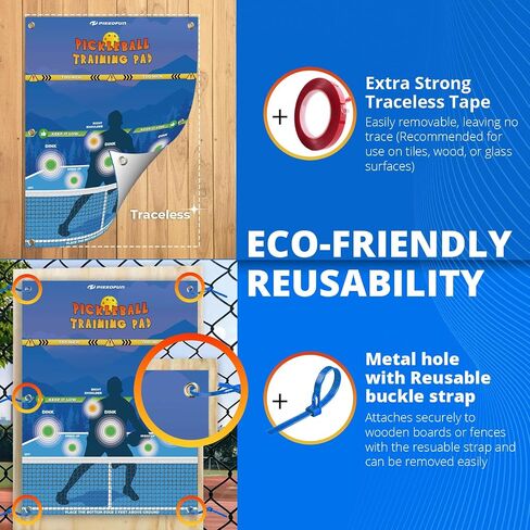 PIKKOFUN Dink Master Pickleball Practice Board, Reusable Pickleball Wall Trainer, Pickleball Practice Rebounder Pad, Pickleball Training Aid for Indoor and Outdoor in Saudi Arabia